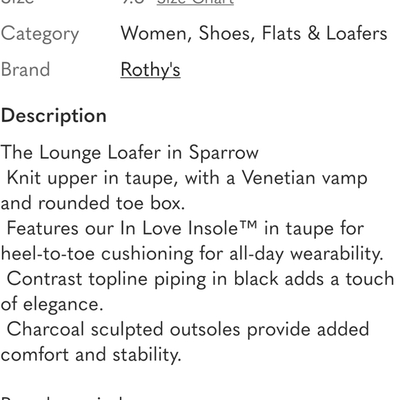 Rothys Sz 9.5 The Lounge Loafer In Sparrow - Picture 12 of 12